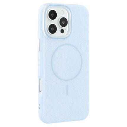 For iPhone 16 Pro Max Case Compatible with MagSafe Glitter Design IMD TPU + PC Phone Back Cover - Blue