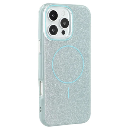 For iPhone 16 Pro Max Case Compatible with MagSafe Glitter Design IMD TPU + PC Phone Back Cover - Green