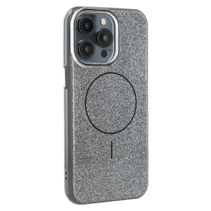 For iPhone 15 Pro Max Case Compatible with MagSafe Glitter Design IMD TPU + PC Phone Back Cover - Black