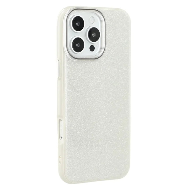 For iPhone 16 Pro Max Case Glitter Design IMD TPU + PC Phone Back Cover - Grey