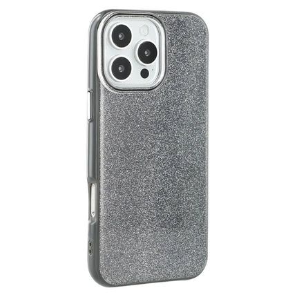 For iPhone 16 Pro Max Case Glitter Design IMD TPU + PC Phone Back Cover - Black