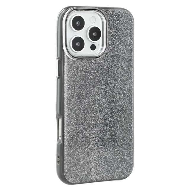 For iPhone 16 Pro Max Case Glitter Design IMD TPU + PC Phone Back Cover - Black