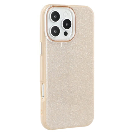 For iPhone 16 Pro Max Case Glitter Design IMD TPU + PC Phone Back Cover - Desert Gold