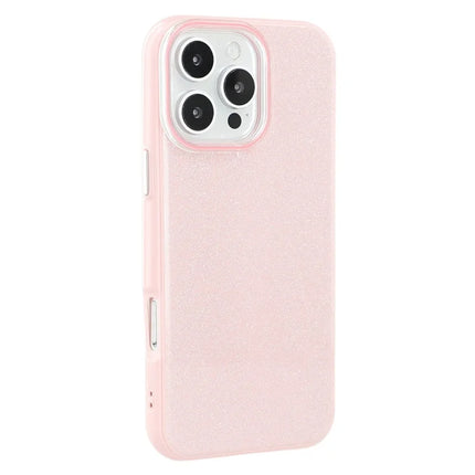 For iPhone 16 Pro Max Case Glitter Design IMD TPU + PC Phone Back Cover - Pink