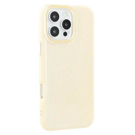 For iPhone 16 Pro Max Case Glitter Design IMD TPU + PC Phone Back Cover - Yellow