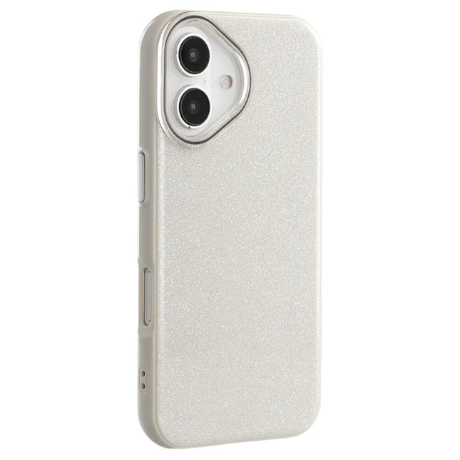 For iPhone 16 Case Glitter Design IMD TPU + PC Phone Back Cover - Grey