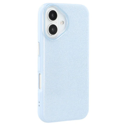 For iPhone 16 Case Glitter Design IMD TPU + PC Phone Back Cover - Blue