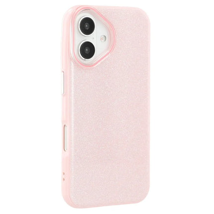 For iPhone 16 Case Glitter Design IMD TPU + PC Phone Back Cover - Pink