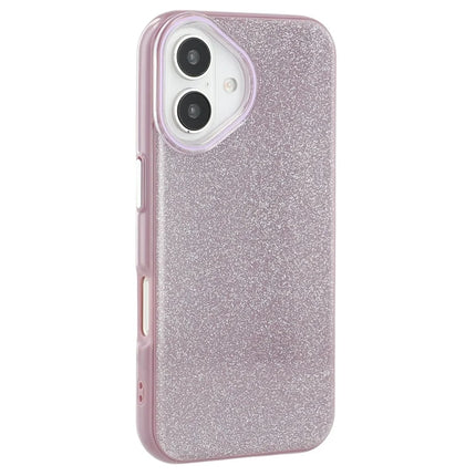 For iPhone 16 Case Glitter Design IMD TPU + PC Phone Back Cover - Purple