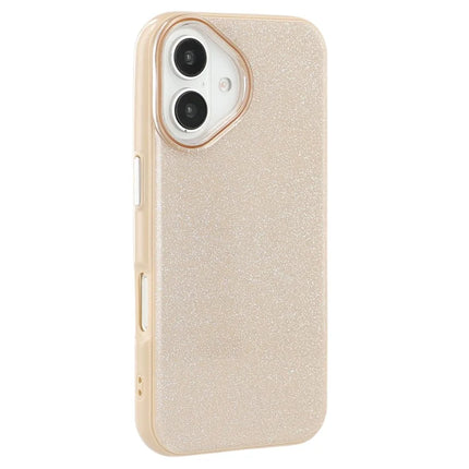 For iPhone 16 Case Glitter Design IMD TPU + PC Phone Back Cover - Desert Gold