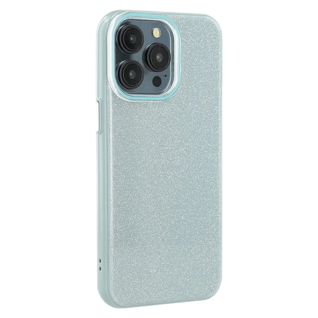 For iPhone 15 Pro Max Case Glitter Design IMD TPU + PC Phone Back Cover - Green