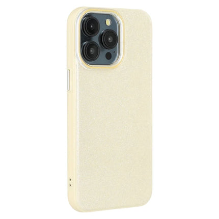 For iPhone 15 Pro Max Case Glitter Design IMD TPU + PC Phone Back Cover - Yellow