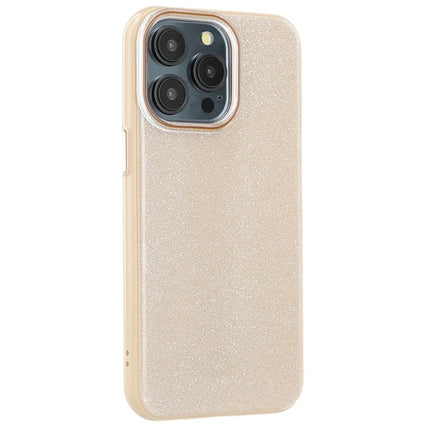 For iPhone 15 Pro Max Case Glitter Design IMD TPU + PC Phone Back Cover - Desert Gold