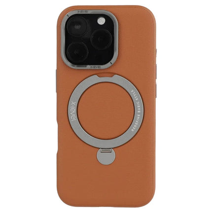 X-LEVEL For iPhone 16 Pro Max Magnetic Case Kickstand PC + PU Phone Back Cover