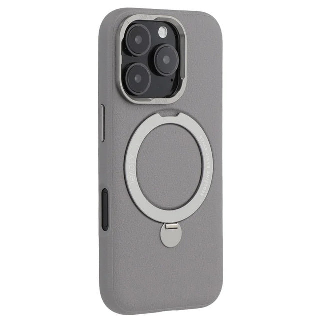 X-LEVEL For iPhone 16 Pro Max Magnetic Case Kickstand PC + PU Phone Back Cover - Grey