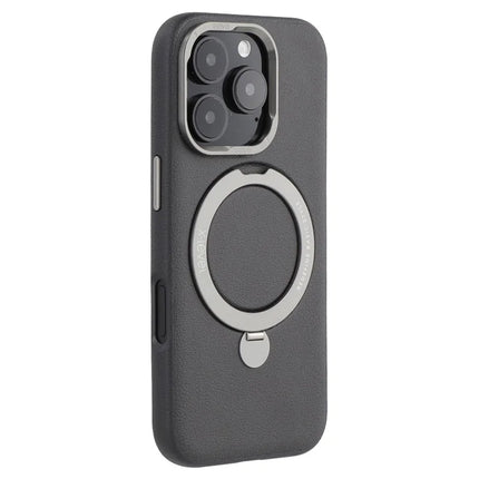 X-LEVEL For iPhone 16 Pro Max Magnetic Case Kickstand PC + PU Phone Back Cover - Black