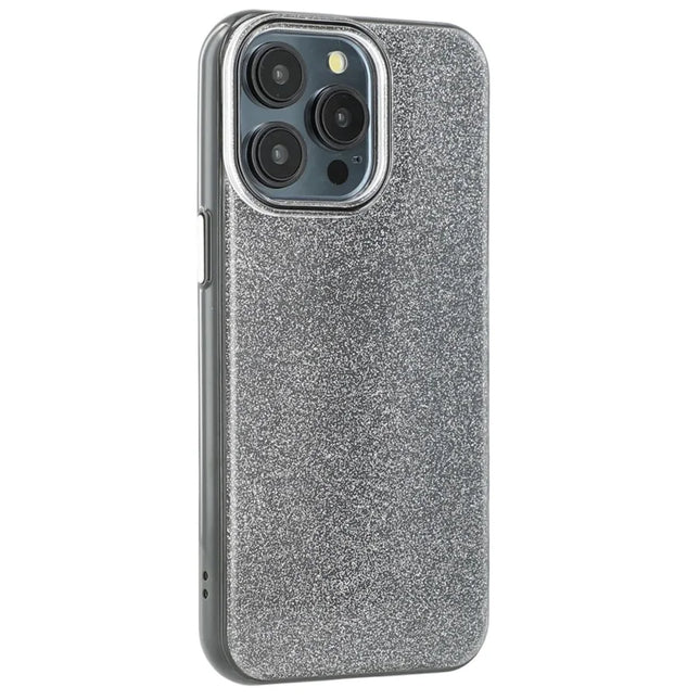 For iPhone 15 Pro Case Glitter Design IMD TPU + PC Phone Back Cover - Black