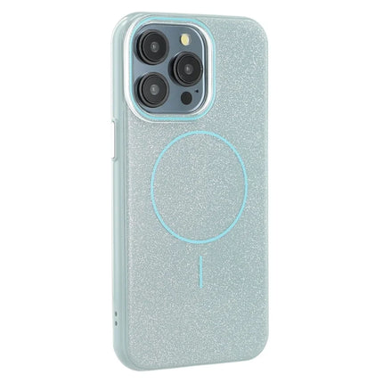 For iPhone 15 Pro Case Compatible with MagSafe Glitter Design IMD TPU + PC Phone Back Cover - Green