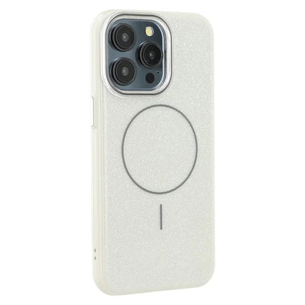 For iPhone 15 Pro Case Compatible with MagSafe Glitter Design IMD TPU + PC Phone Back Cover - Grey