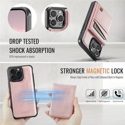For iPhone 16 Pro Max Case AUTSPACE A12 Leather Back Cover with Magnetic Detachable Card Bag Kickstand