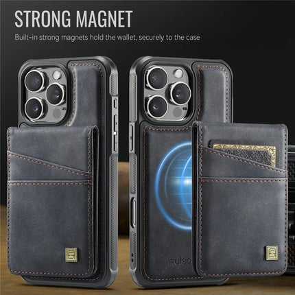 For iPhone 16 Pro Max Case AUTSPACE A12 Leather Back Cover with Magnetic Detachable Card Bag Kickstand