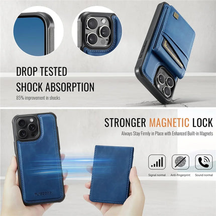 For iPhone 16 Pro Max Case AUTSPACE A12 Leather Back Cover with Magnetic Detachable Card Bag Kickstand