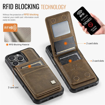 For iPhone 16 Pro Case AUTSPACE A12 Leather Back Cover with Magnetic Detachable Card Bag Kickstand