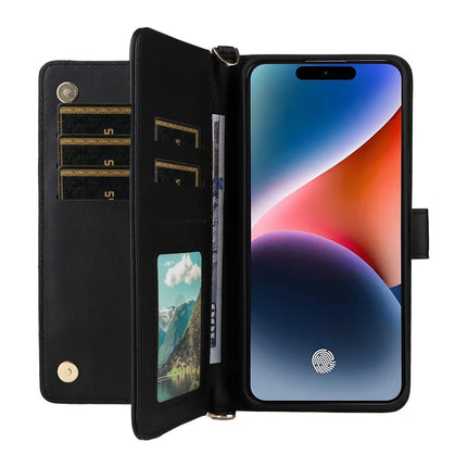 For Oukitel P1 Wallet Case with Shoulder Strap Leather Phone Cover
