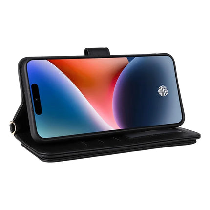 For Oukitel P1 Wallet Case with Shoulder Strap Leather Phone Cover