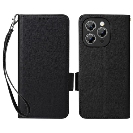 For Oukitel P1 Case Litchi Texture PU Leather Wallet Flip Phone Cover - Black