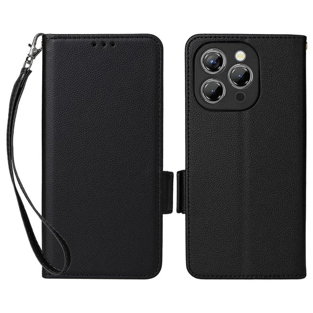 For Oukitel P1 Case Litchi Texture PU Leather Wallet Flip Phone Cover - Black