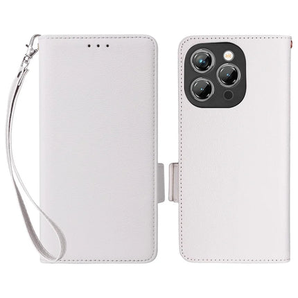 For Oukitel P1 Case Litchi Texture PU Leather Wallet Flip Phone Cover - White