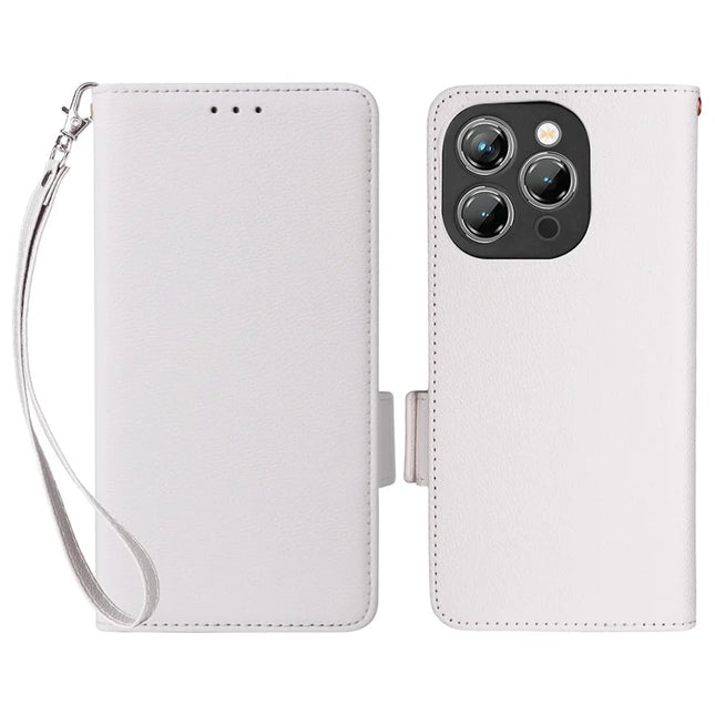 For Oukitel P1 Case Litchi Texture PU Leather Wallet Flip Phone Cover - White