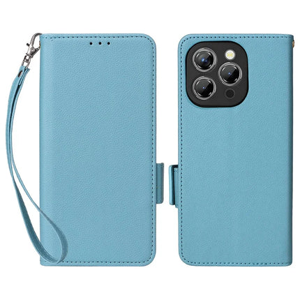For Oukitel P1 Case Litchi Texture PU Leather Wallet Flip Phone Cover - Baby Blue