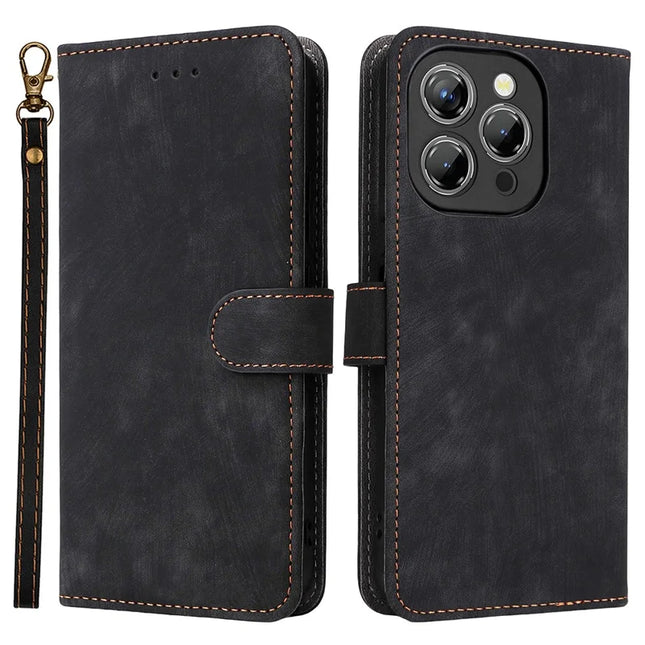 For Oukitel P1 Wallet Case RFID Blocking PU Leather Cover Stand View - Black
