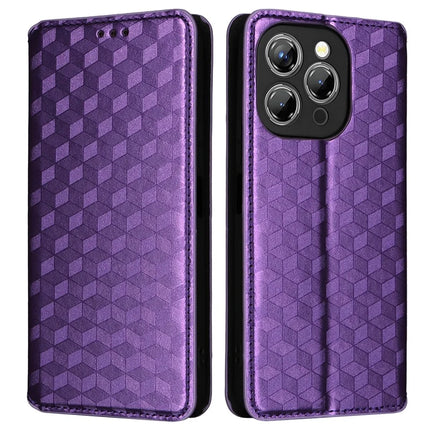 For Oukitel P1 Wallet Case Rhombus Imprinted Leather Phone Cover - Purple