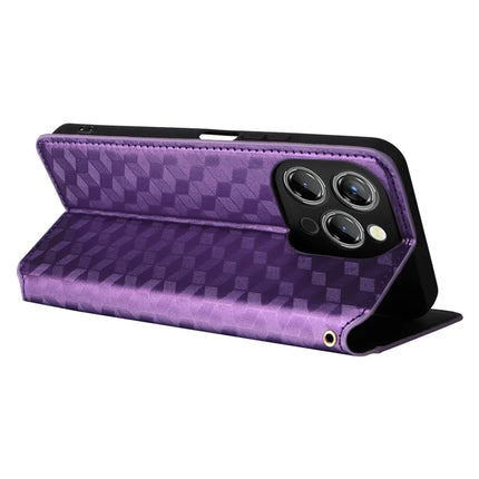 For Oukitel P1 Wallet Case Rhombus Imprinted Leather Phone Cover