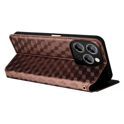 For Oukitel P1 Wallet Case Rhombus Imprinted Leather Phone Cover