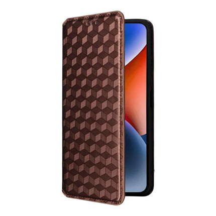 For Oukitel P1 Wallet Case Rhombus Imprinted Leather Phone Cover