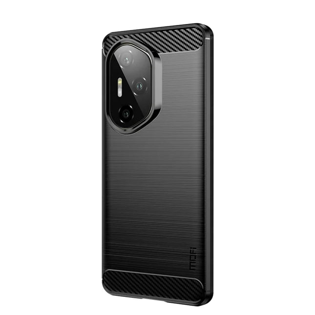 For Honor 300 Ultra Back Cover MOFI Brushed Texture Carbon Fiber Soft TPU Case - Black
