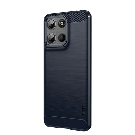 For Motorola Moto G15 4G Back Cover MOFI Brushed Texture Carbon Fiber Soft TPU Case - Blue