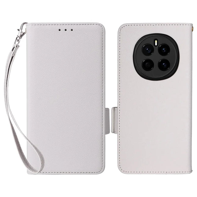 For Honor Magic7 5G Case Litchi Texture PU Leather Wallet Flip Phone Cover - White