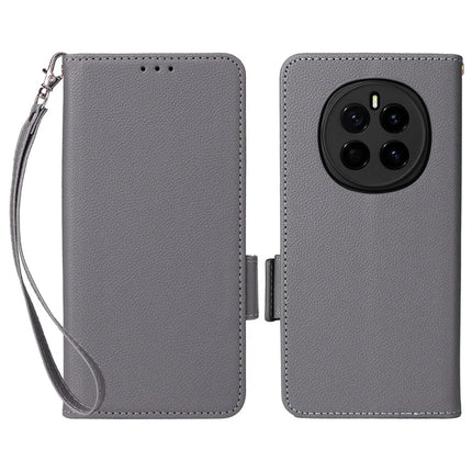 For Honor Magic7 5G Case Litchi Texture PU Leather Wallet Flip Phone Cover - Grey