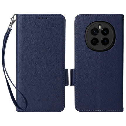 For Honor Magic7 5G Case Litchi Texture PU Leather Wallet Flip Phone Cover - Dark Blue