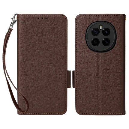 For Honor Magic7 5G Case Litchi Texture PU Leather Wallet Flip Phone Cover - Brown