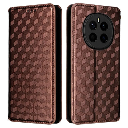 For Honor Magic7 5G Wallet Case Rhombus Imprinted Leather Phone Cover - Brown