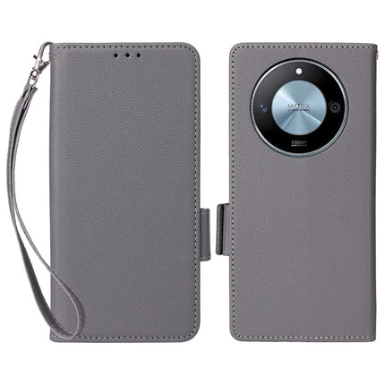 For Honor X9c Smart 5G / X60 5G Case Litchi Texture PU Leather Wallet Flip Phone Cover - Grey