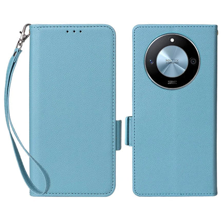 For Honor X9c Smart 5G / X60 5G Case Litchi Texture PU Leather Wallet Flip Phone Cover - Baby Blue