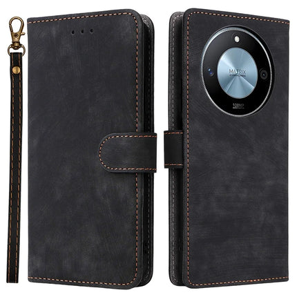 For Honor X9c Smart 5G / X60 5G Wallet Case RFID Blocking PU Leather Cover Stand View - Black