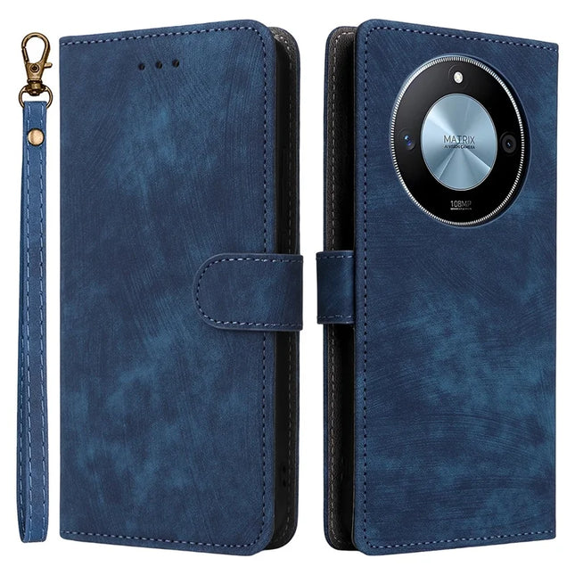 For Honor X9c Smart 5G / X60 5G Wallet Case RFID Blocking PU Leather Cover Stand View - Blue